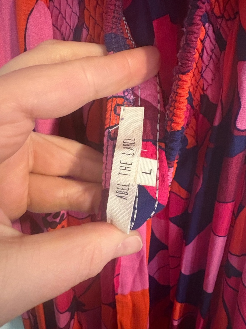 Anthropologie- Able the Label Halter Maxi Dress in Pink & Red Abstract Print - Picture 7 of 7